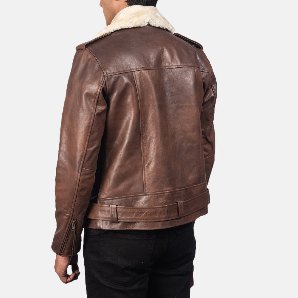 Fashion Furton Brown Leather Biker Jacket