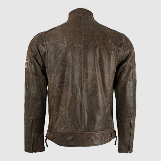 Men’s Desert Tan Racing Biker Style Leather Jacket