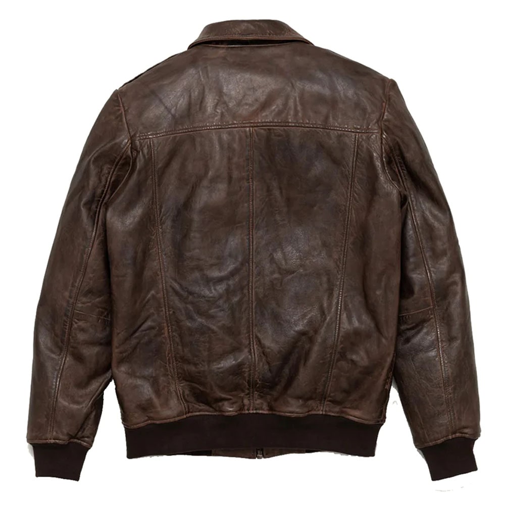 Mens Distressed Brown Leather Flight Bomber Jacket