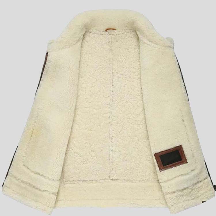 Mens Brown White Fur Shearling Leather Vest