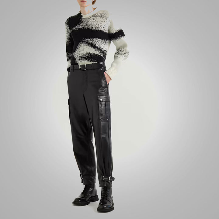 Buy Men New Real Black Fashion Leather Pants