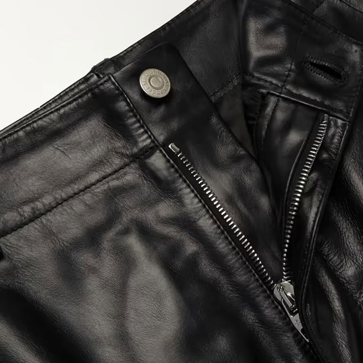 Buy Men New Real Black Fashion Leather Pants