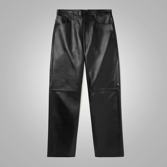 Mens Real Black Sheep Skin Fashion Leather Jeans Pants