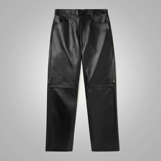Mens Real Black Sheep Skin Fashion Leather Jeans Pants