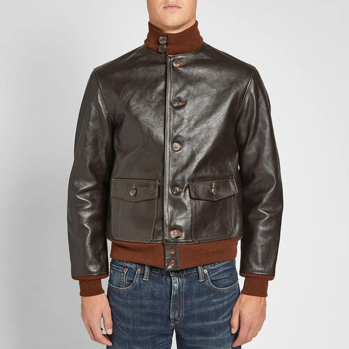 Buy Best Fashion Mens Vintage Brown A-1 Flight Leather Bomber Jacket