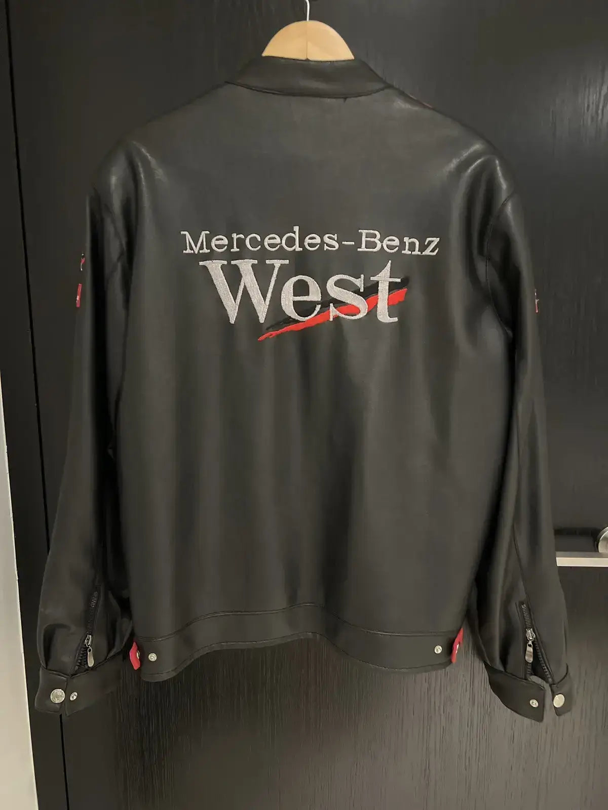 Mercedes Benz Black Rare Streetwear Formula 1 Genuine Leather Jacket