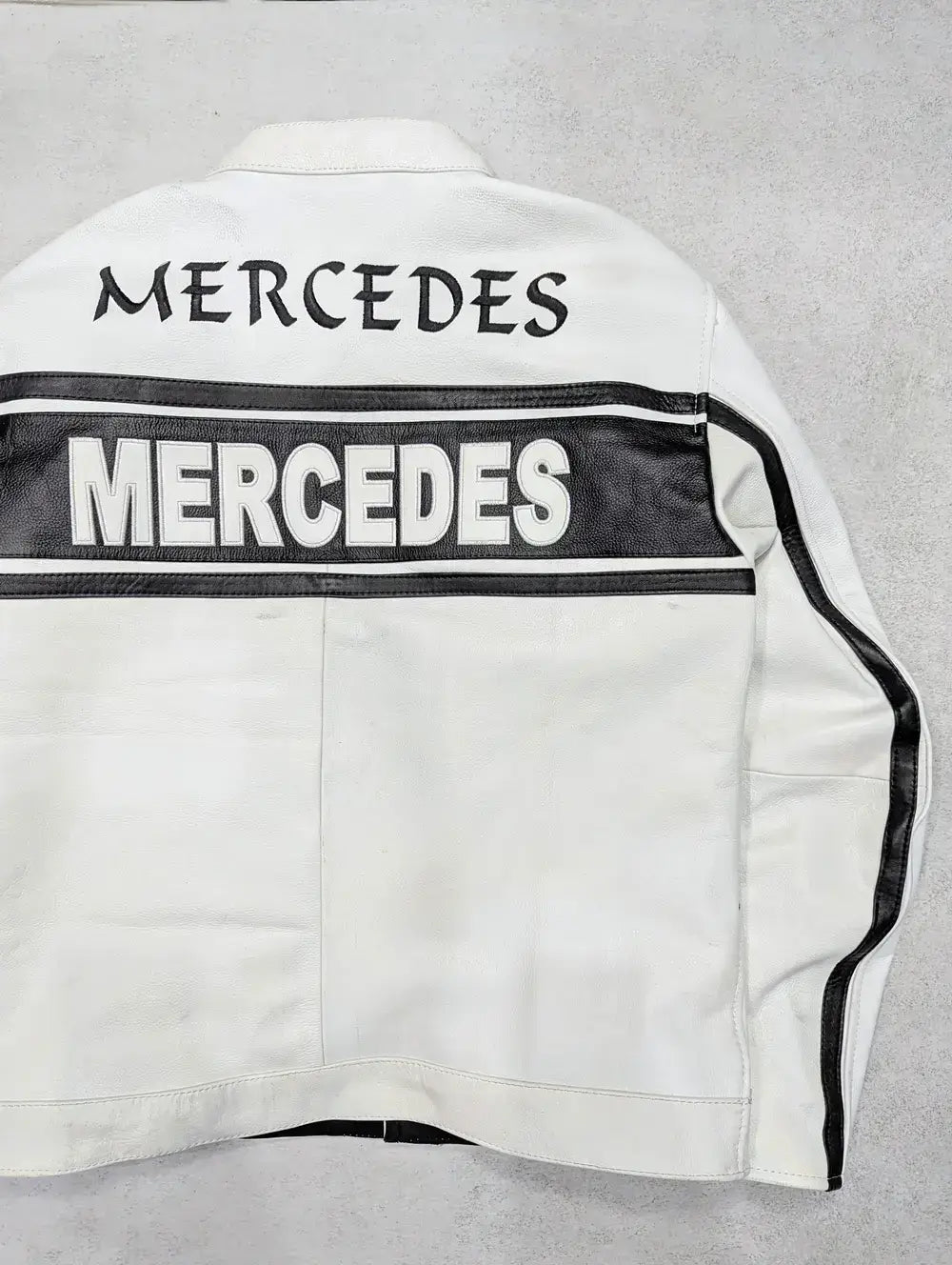 Mercedes Benz White Genuine Cowhide Leather Jacket