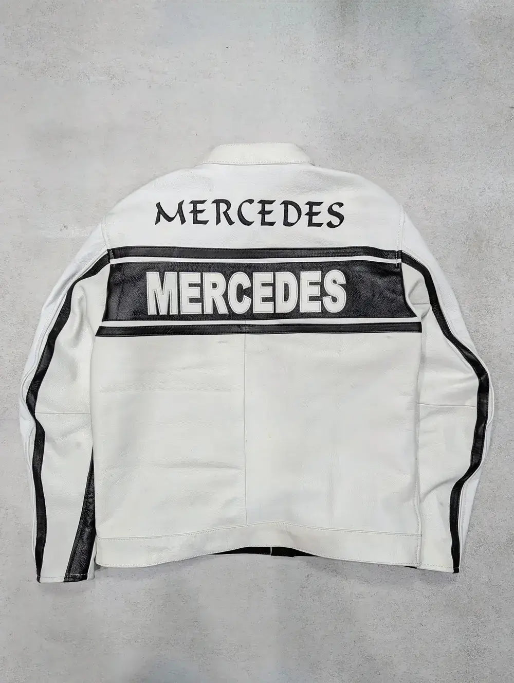 Mercedes Benz White Genuine Cowhide Leather Jacket
