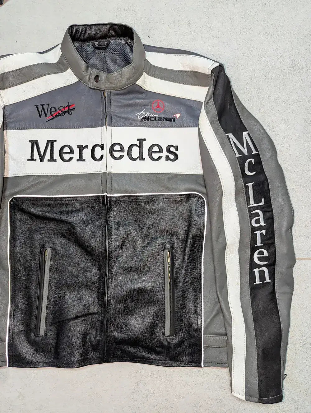 Mercedes McLaren F1 Racing Genuine Cowhide Leather Jacket
