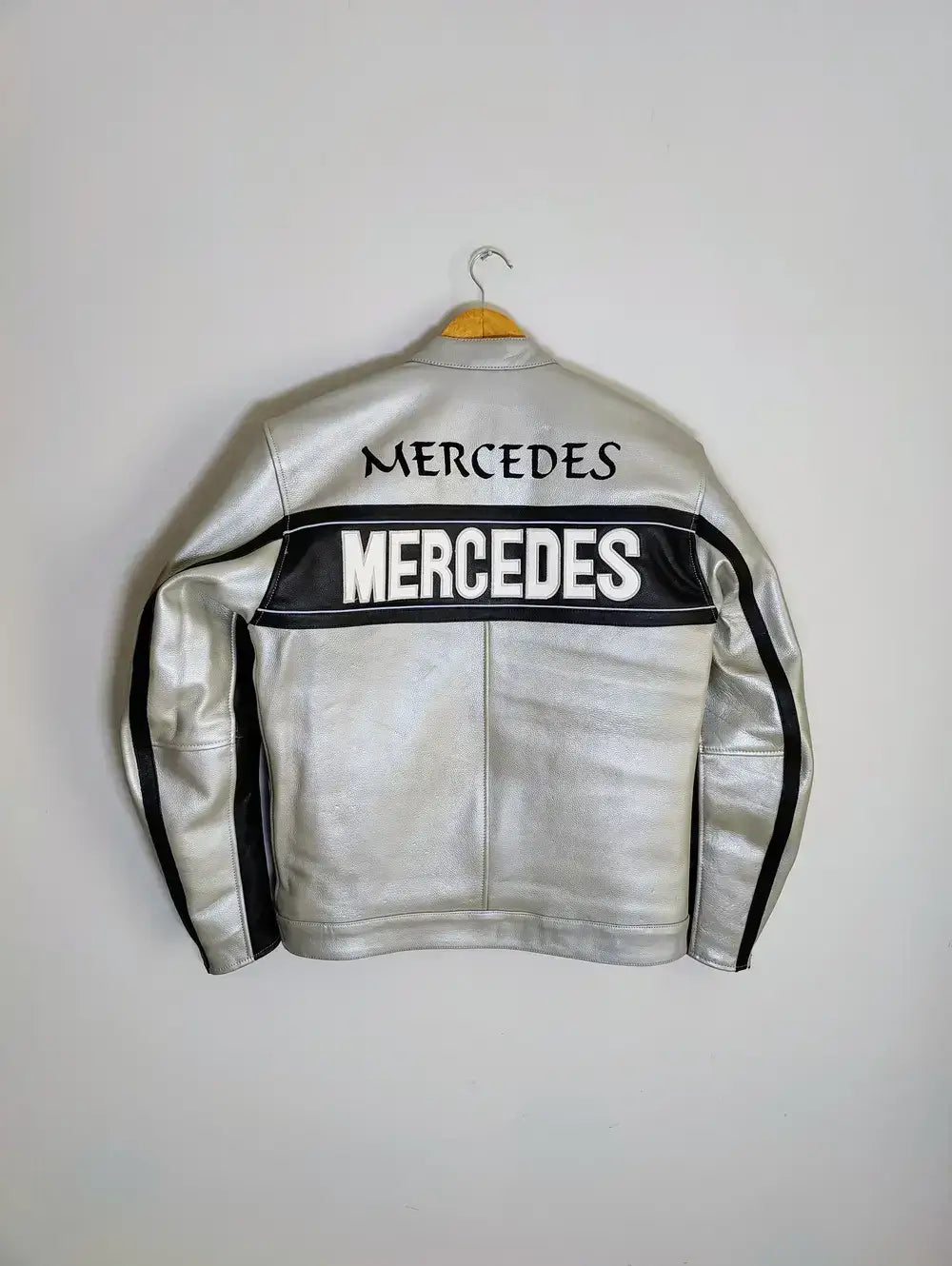Mercedes Racing Genuine Cowhide Leather Streetwear Jacket