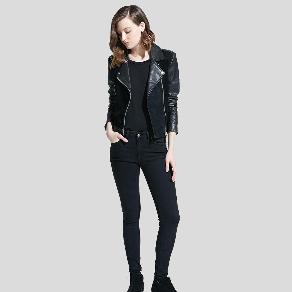 Mia Black Biker Leather Jacket Hot Sale New Trending 2024