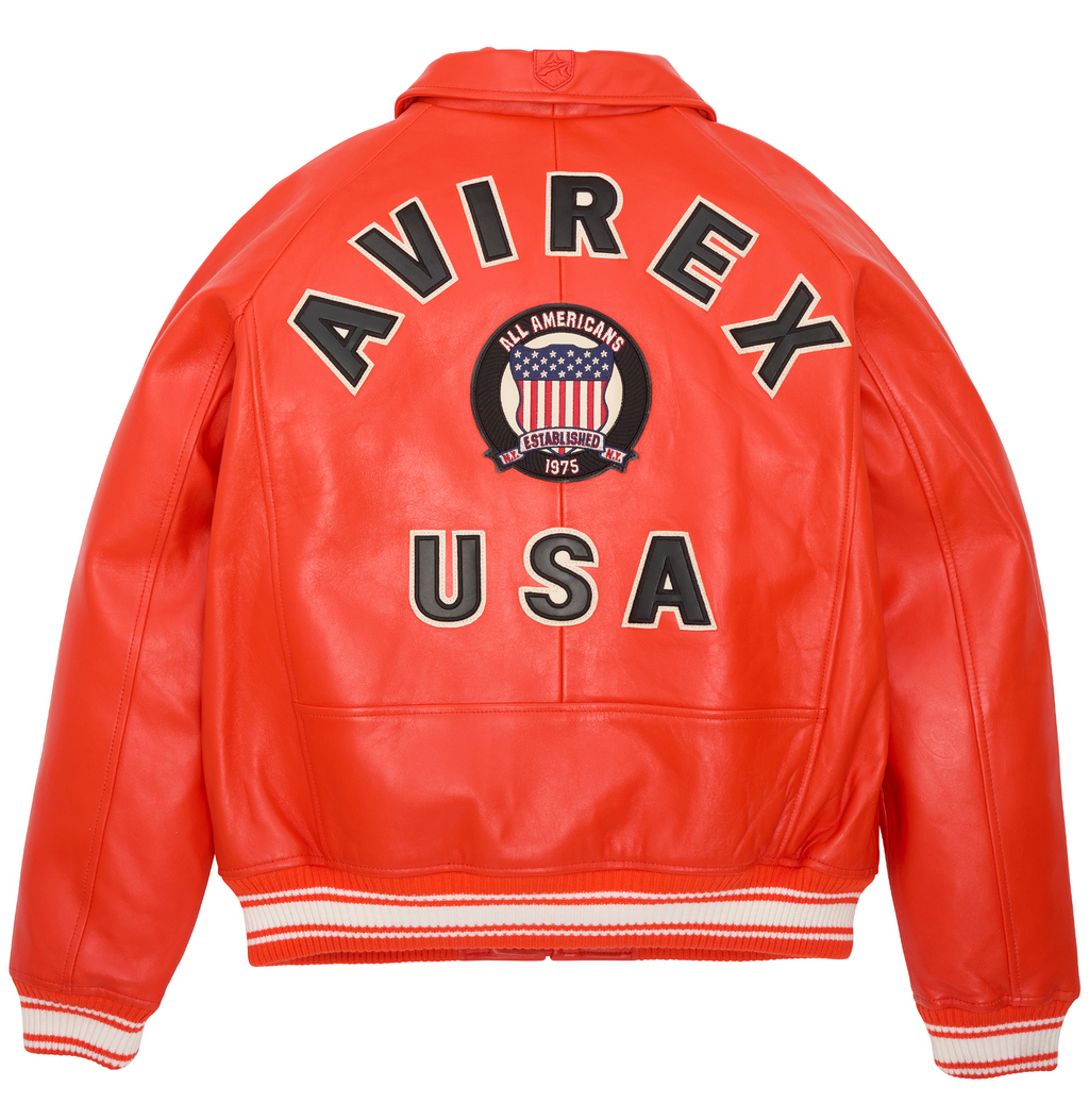 New High Quality Avirex Icon Orange Leather Bomber