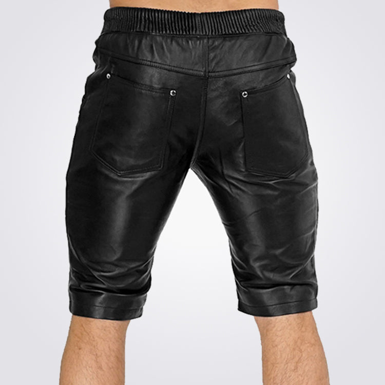 New Black Leather Shorts For Men
