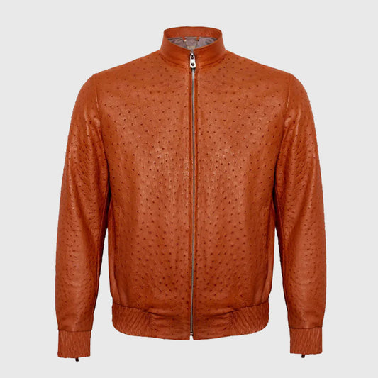 Best Fashion Genuine Premium Ostrich Leather Zip Up Biker Jacket