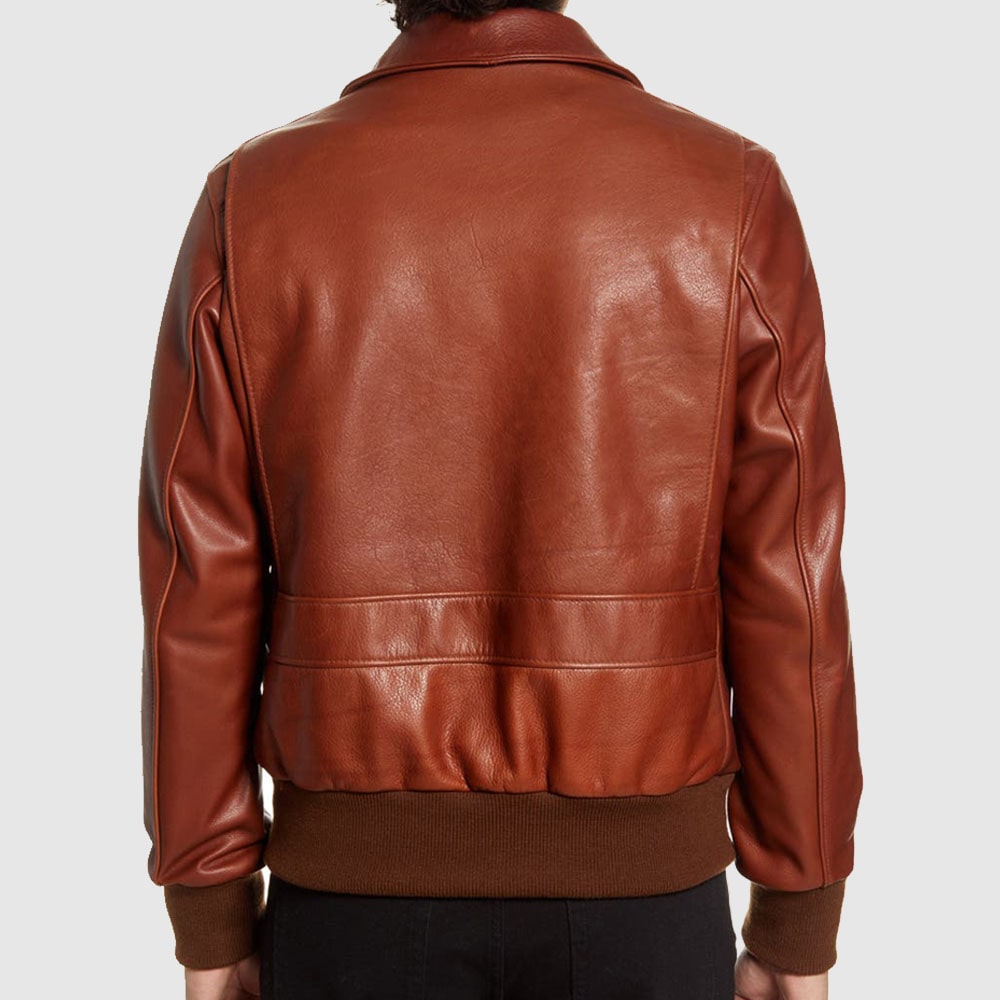 Pebble Texture Leather Bomber Jacket For Men