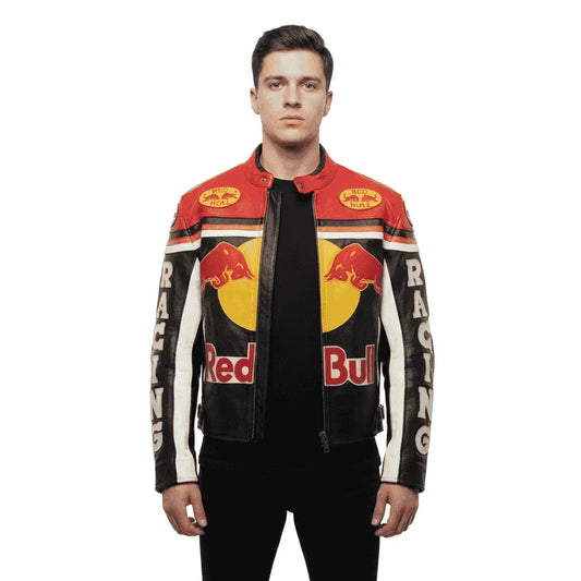 Red Bull F1 Racing Leather Jacket – Vintage 90s Formula One Style