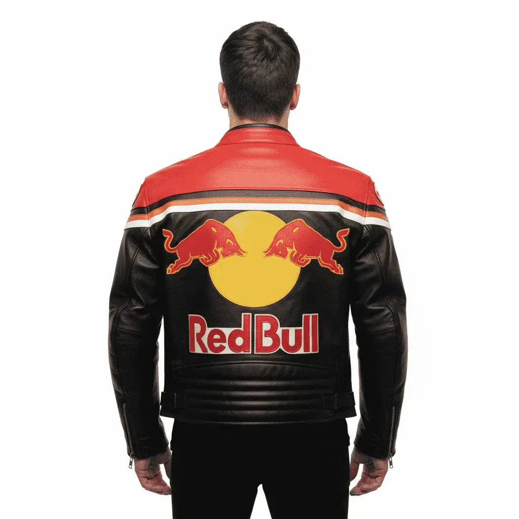 Red Bull F1 Racing Leather Jacket – Vintage 90s Formula One Style