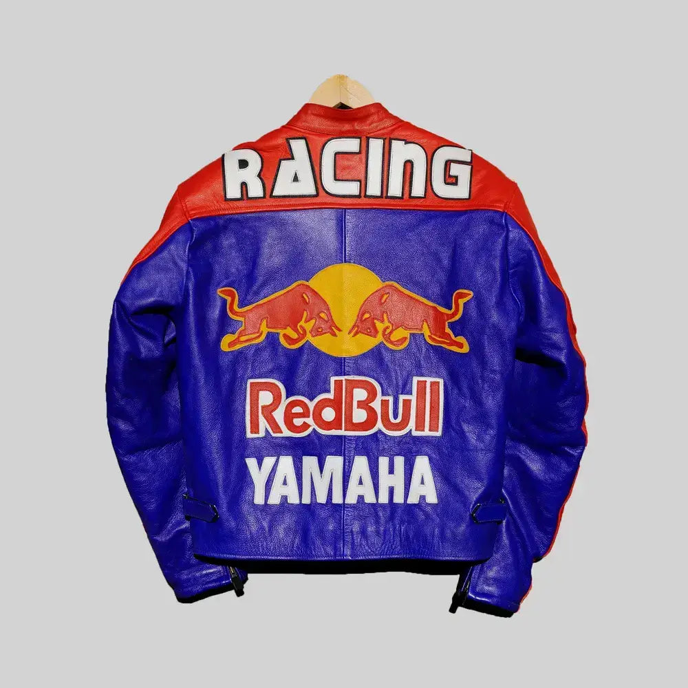 RedBull X Yamaha 90s Leather Biker Jacket – Classic Racing Style