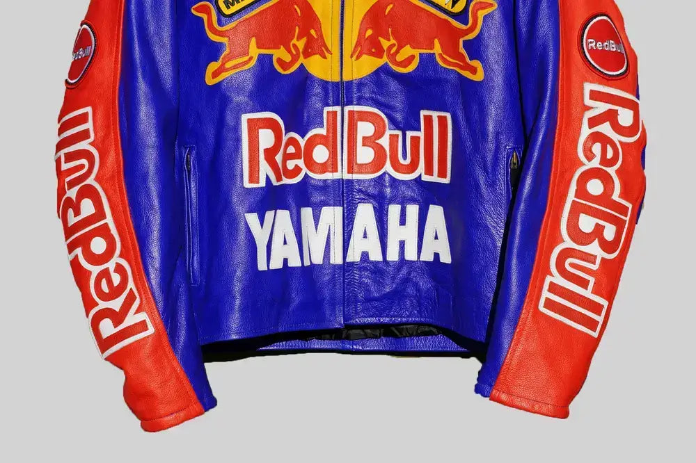 RedBull X Yamaha 90s Leather Biker Jacket – Classic Racing Style