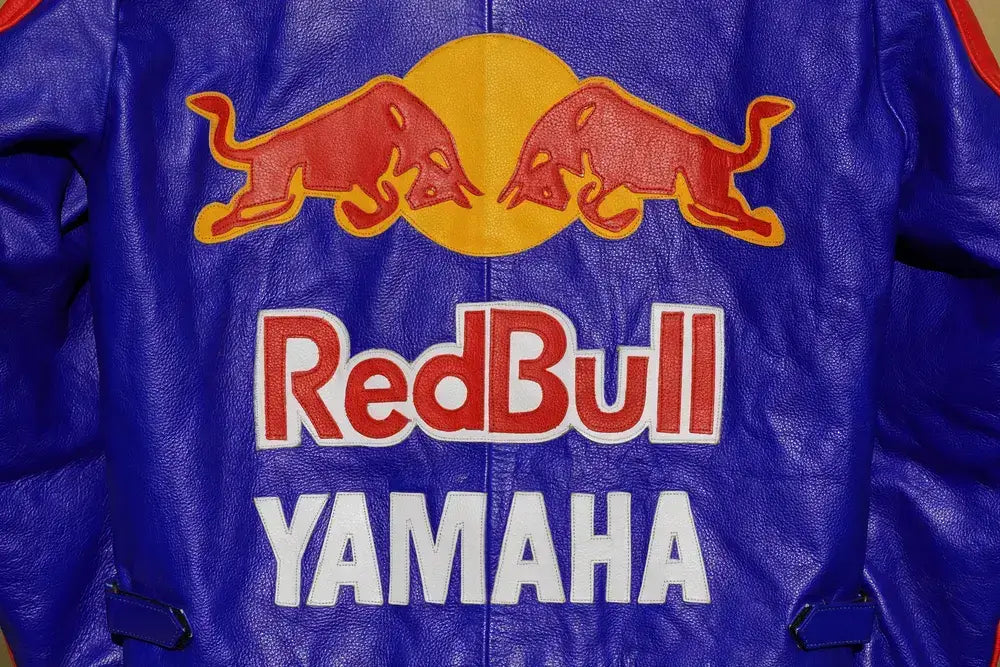 RedBull X Yamaha 90s Leather Biker Jacket – Classic Racing Style