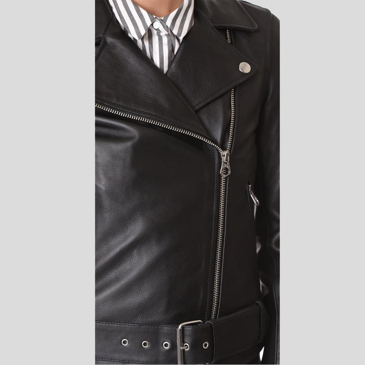 Buy Best Fashion Sandra Black Biker Leather Jacket