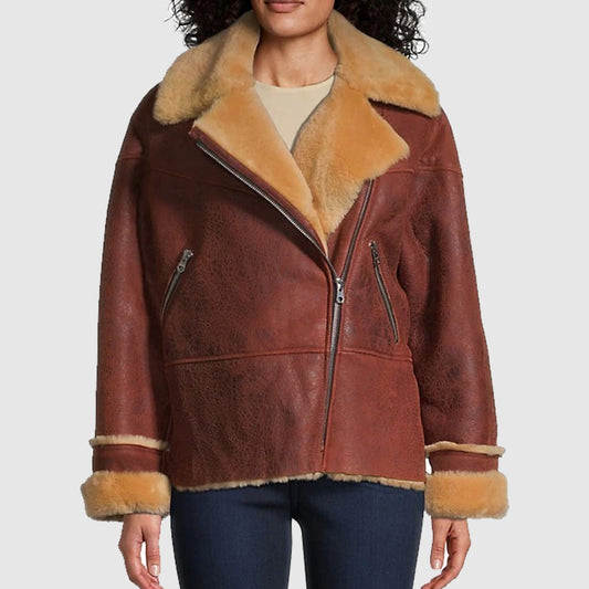 Sandro Shearling Moto Jacket