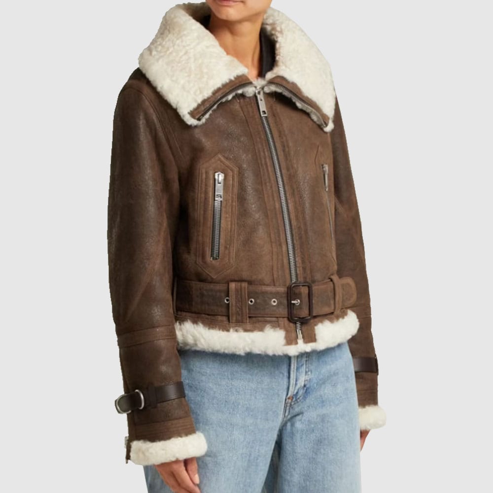Shearling Aviator Jacket, Leather Flight Jacket, Women’s Leather Jacket
