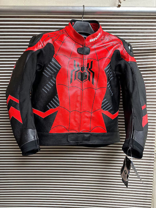 Spiderman Racing Motorbike Leather Jacket