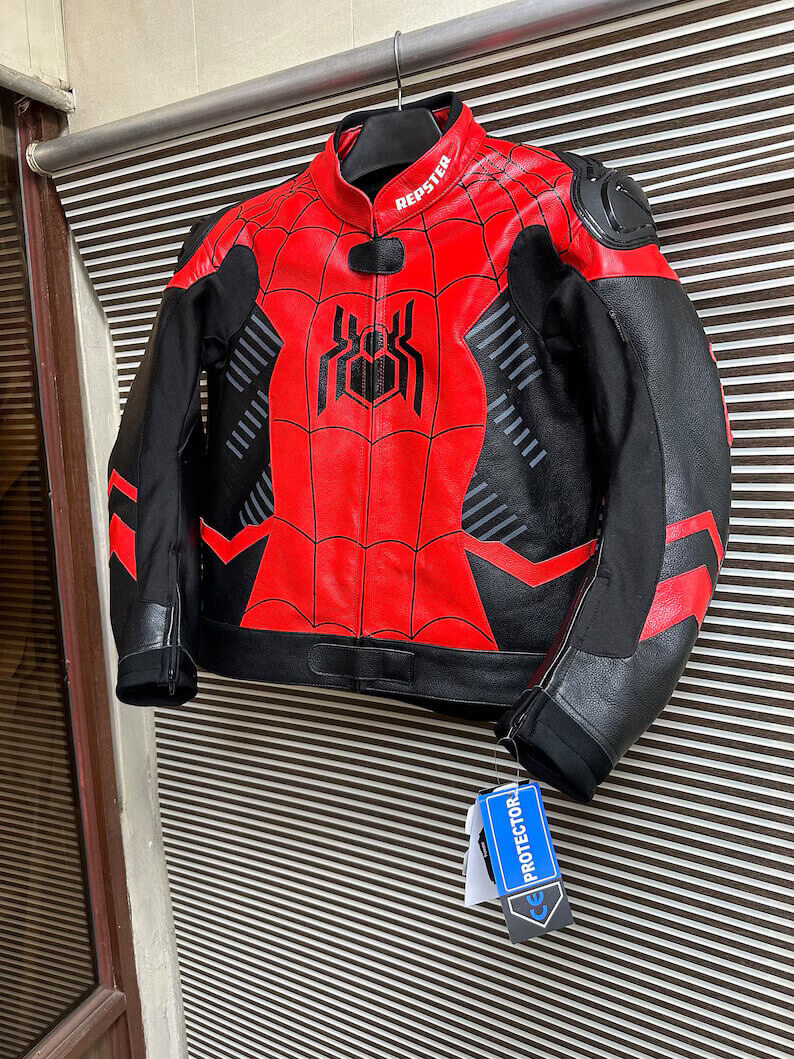 Spiderman Racing Motorbike Leather Jacket