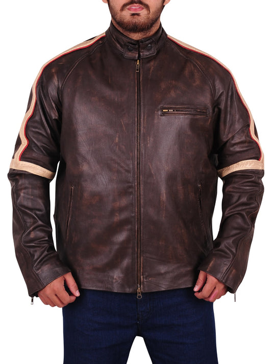 Stylish Brown Distressed Leather Jacket