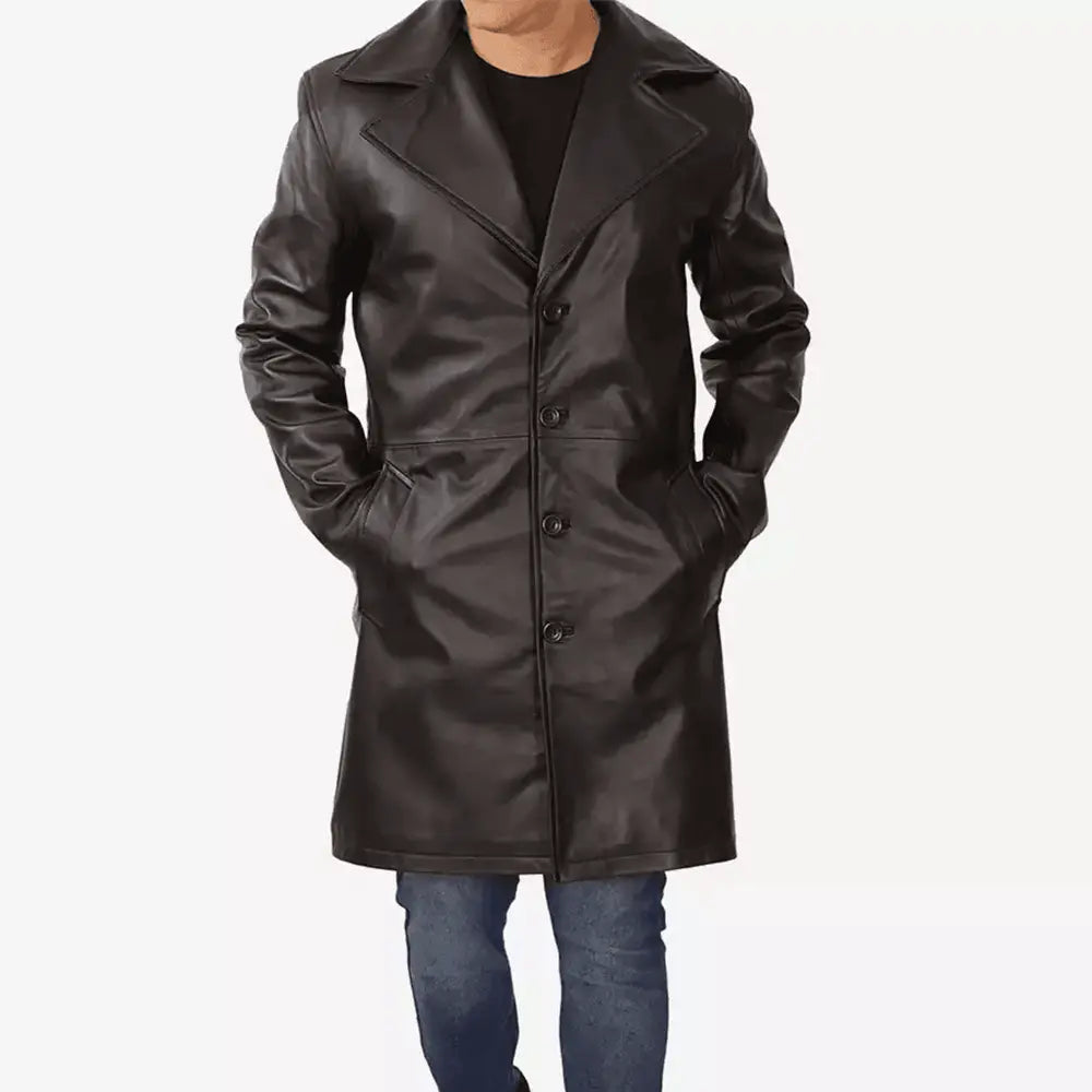 Trailblazer Premium Mens Leather Duster Coat