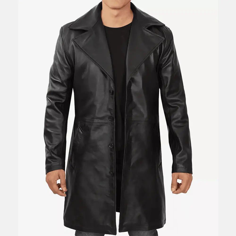 Trailblazer Premium Mens Leather Duster Coat
