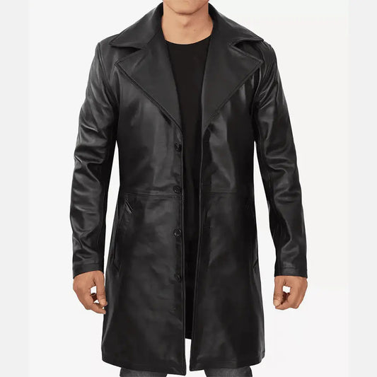 Trailblazer Premium Mens Leather Duster Coat