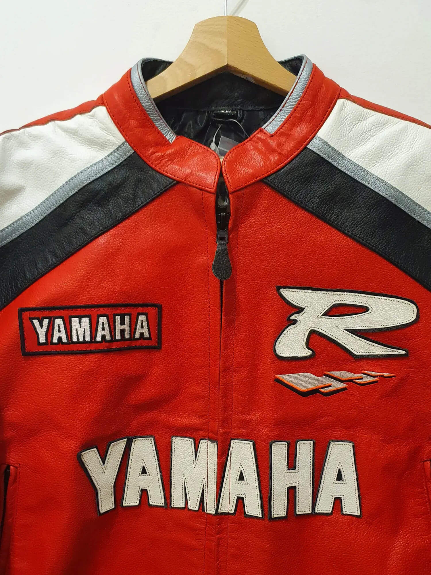 Unisex Yamaha Red & White Racing Motorcycle Leather Jacket