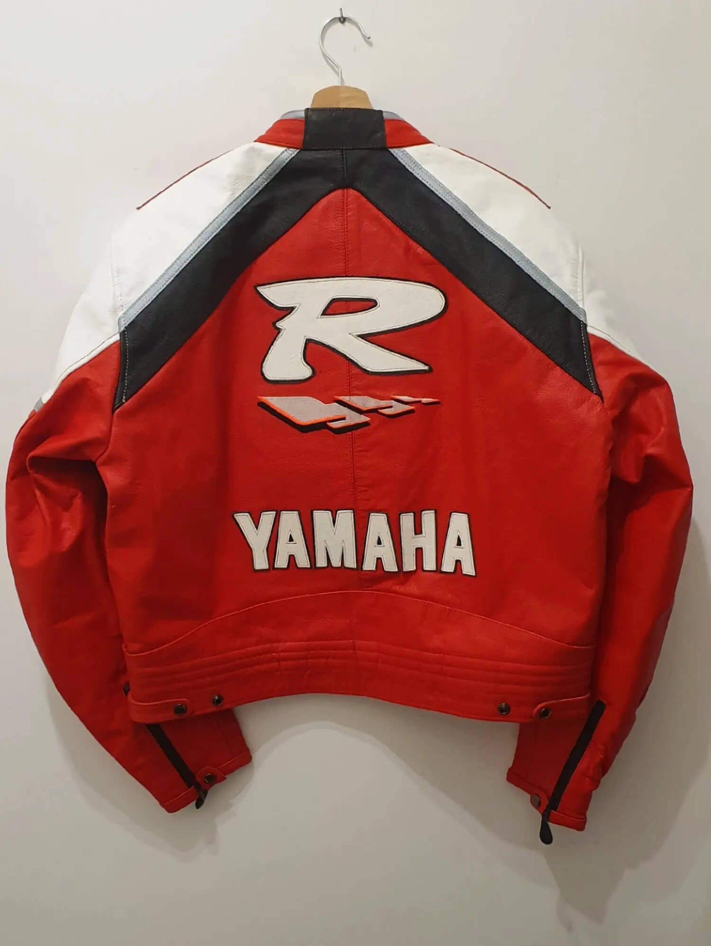 Unisex Yamaha Red & White Racing Motorcycle Leather Jacket