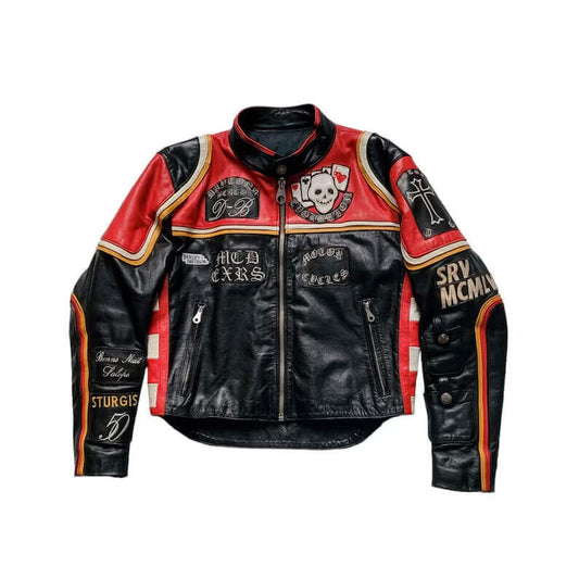 Vintage 90s Tout Terrain ”Harley Davidson And the Marlboro Man” Cafe Racer Leather Motorcycle Jacket