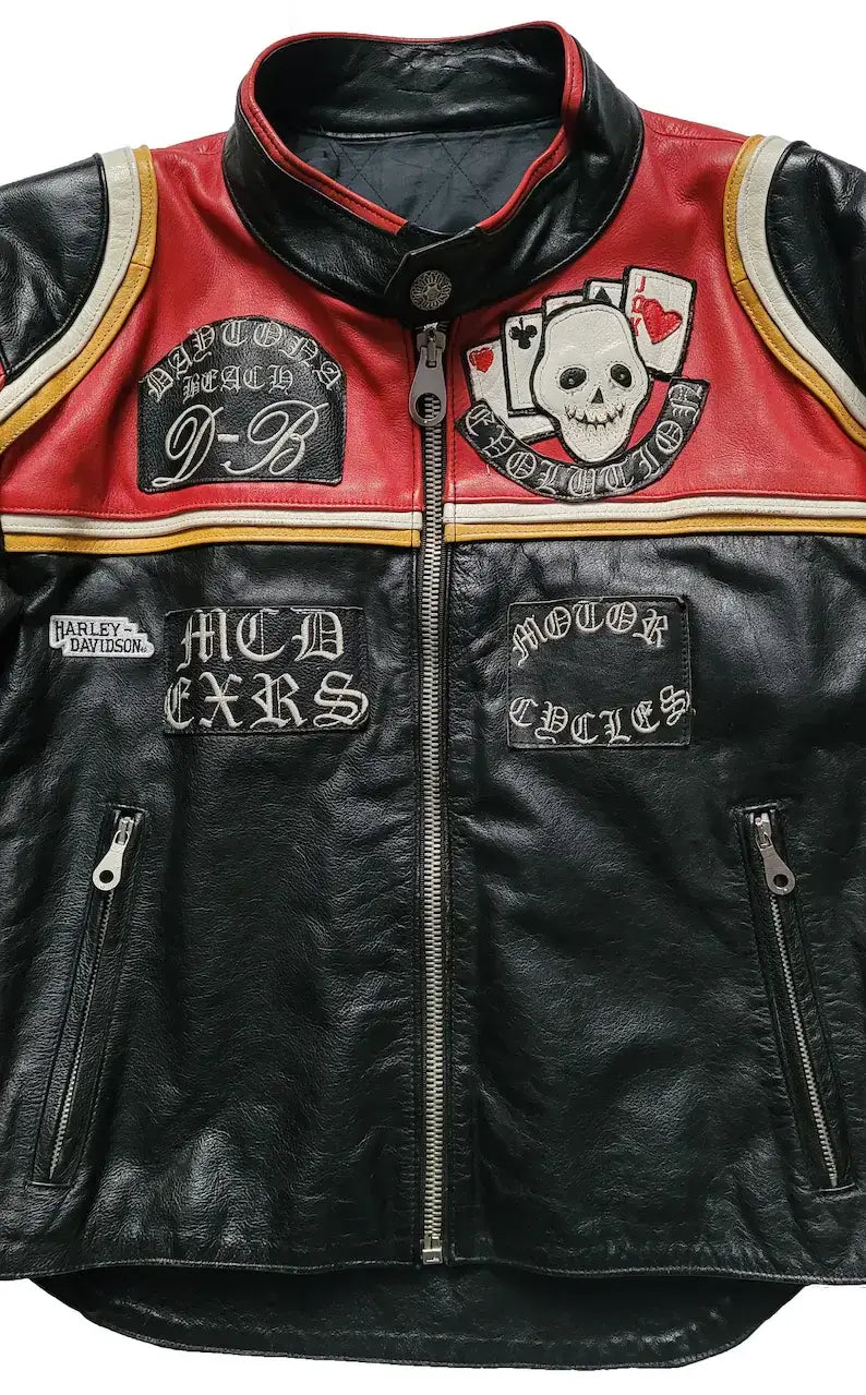 Vintage 90s Tout Terrain ”Harley Davidson And the Marlboro Man” Cafe Racer Leather Motorcycle Jacket