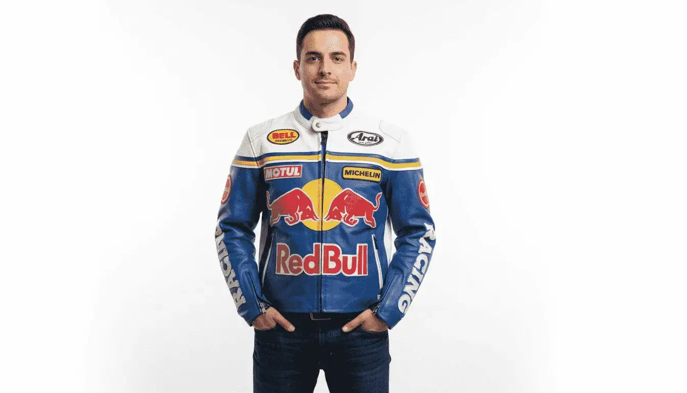 Vintage Red Bull F1 Racing Leather Jacket – 90s Formula One Style