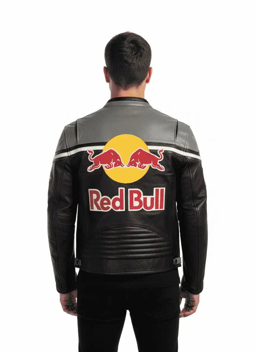 Vintage Red Bull Leather Jacket Streetwear – Iconic 90s Racing Style with Modern Edge