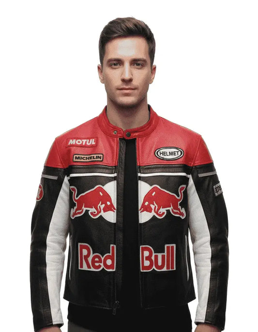 Vintage RedBull Leather Race Moto Jacket 90s USA – Retro Style