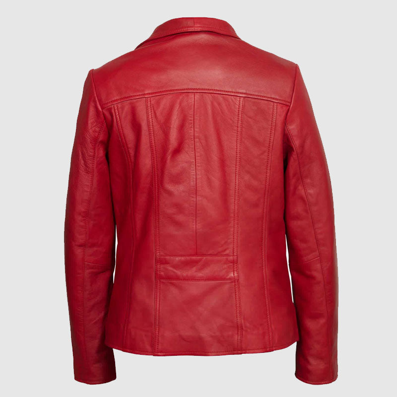 Red Leather Biker Jacket