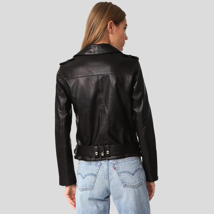 Buy Best Price  Whitley Black Biker Leather Jacket