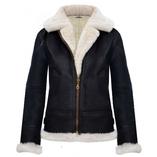 Women Aviator B3 Black Leather Jacket