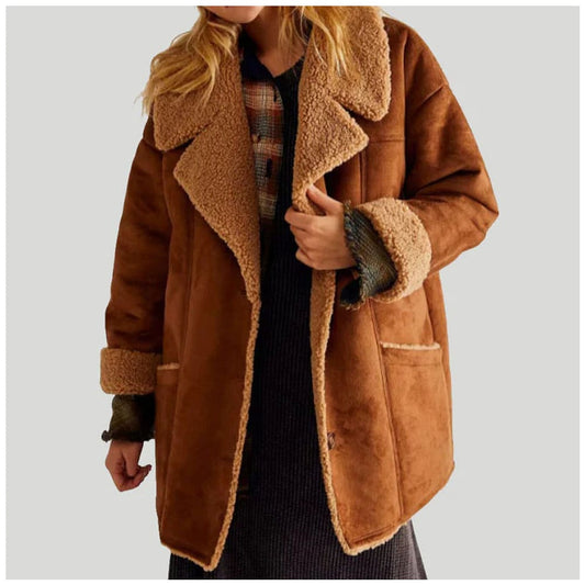 Women Aviator RAF Flight Shearling Fur Coat