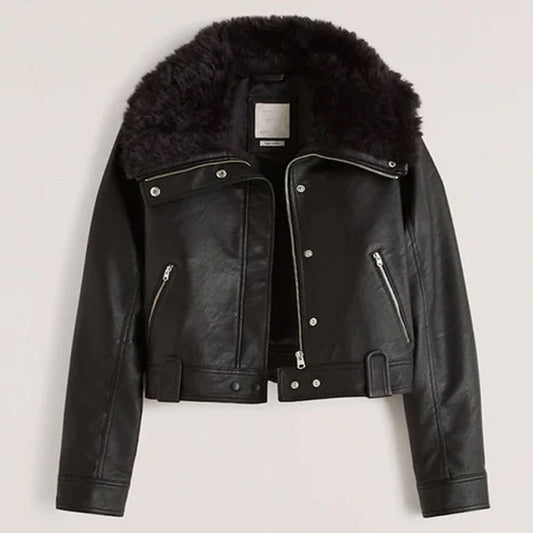 Women Black RAF B3 Sheepskin Shearling Aviator Leather Jacket