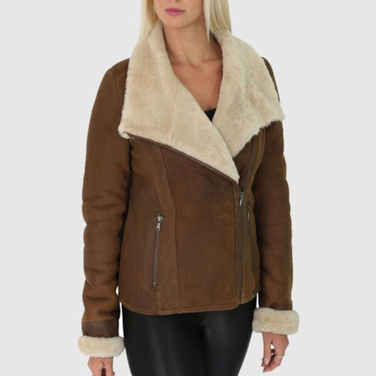 Women Brown B3 Aviator Leather Jacket