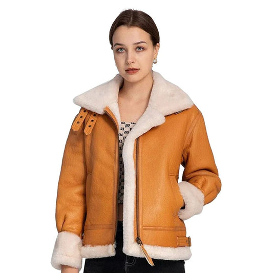 Women RAF B3 Bomber Aviator Shearling Coat