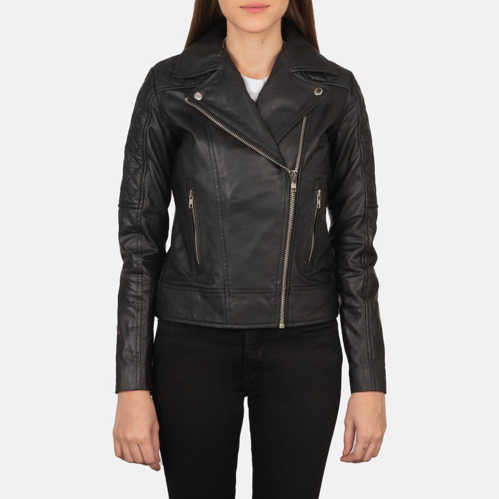 Buy Best Classic Looking Fashion Carolyn Quilted Black Biker Jacket