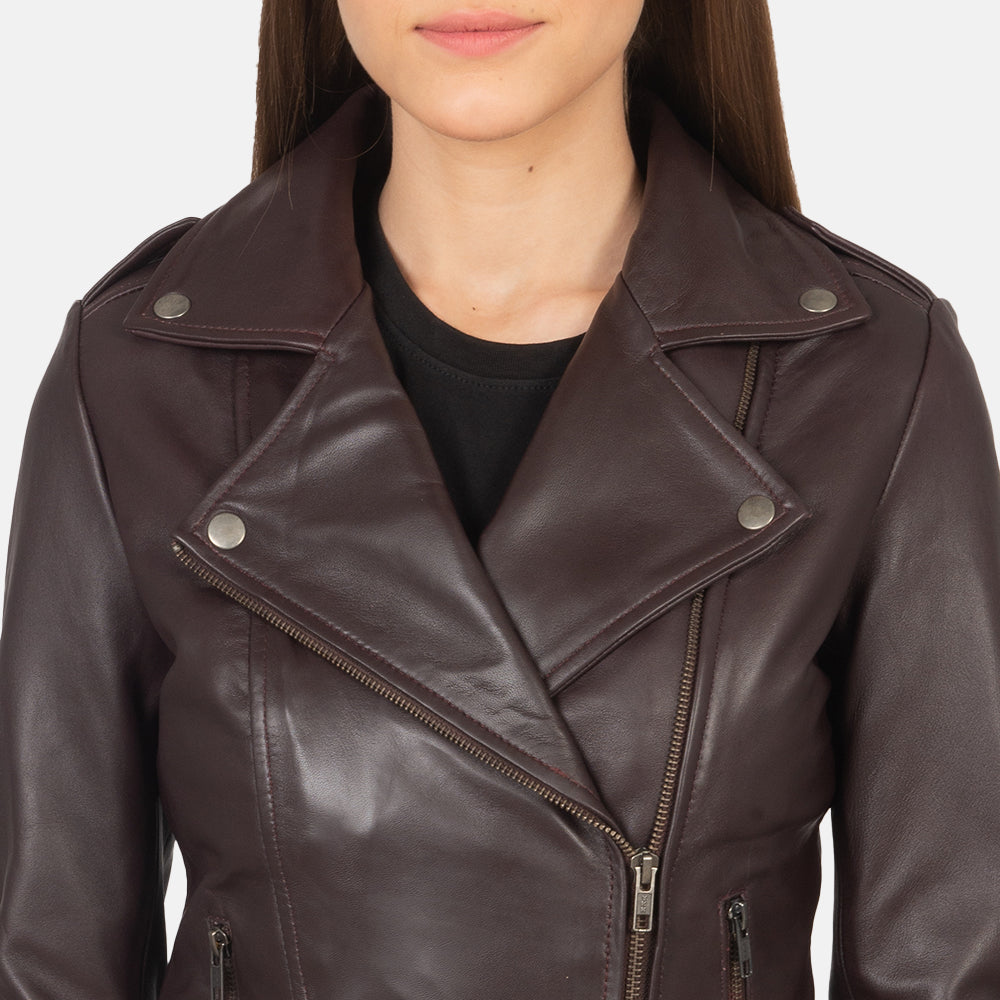 Buy Best Classic Looking Fashion Flashback Maroon Leather Biker Jacket
