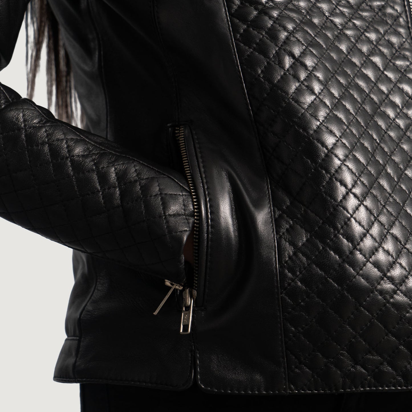 Buy Best Classic Looking Fashion Orient Grain Quilted Black Leather Biker Jacket